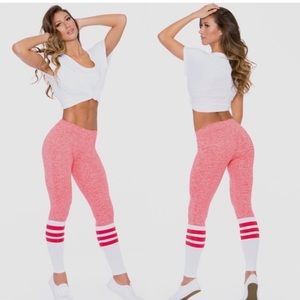 Bombshell sportswear pink sock leggings, size small